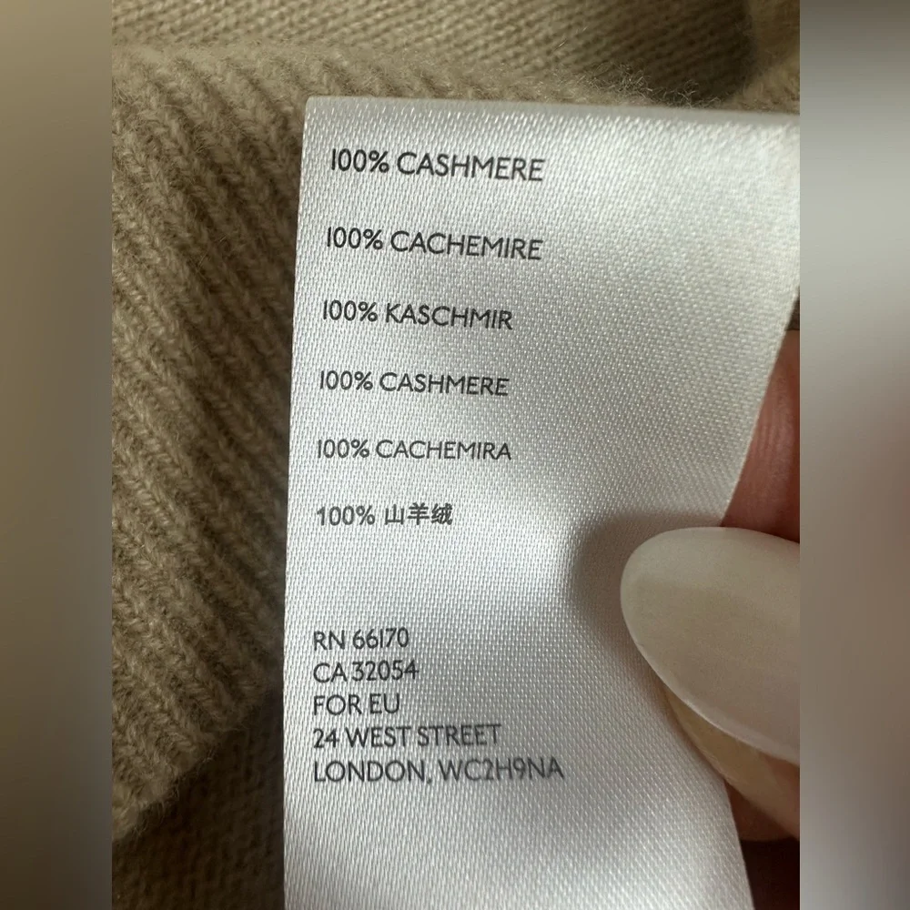 Anthropologie Cashmere Poncho Sweater Plus 1X Beige Boxy Boat Neck Old Money New - Picture 8 of 10